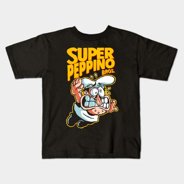 Super Peppino - Black Shirt Kids T-Shirt by demonigote